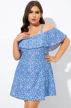 Pretty Ditsy Prints Off-the-Shoulder Swimdress -Bikini Bliss Shop dsc09001 2
