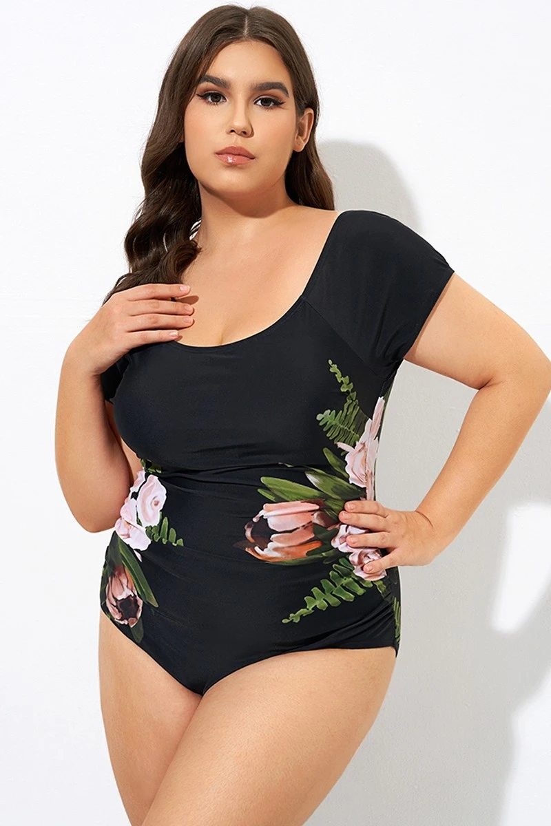 Black Mesh Flower Lady One Piece Swimsuit 1 Black Mesh Flower Lady One Piece Swimsuit