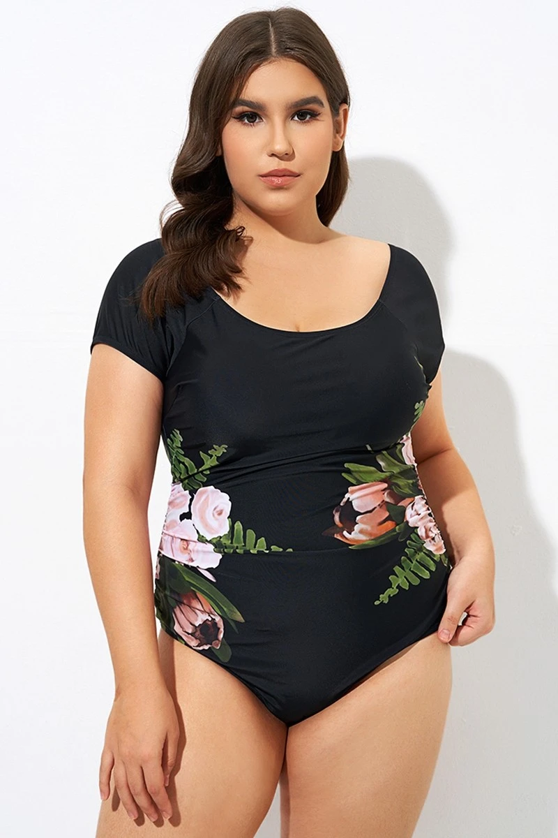 Black Mesh Flower Lady One Piece Swimsuit 4 Black Mesh Flower Lady One Piece Swimsuit - Image 4