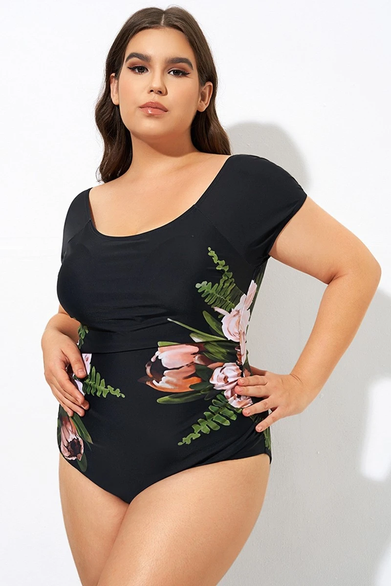 Black Mesh Flower Lady One Piece Swimsuit 5 Black Mesh Flower Lady One Piece Swimsuit - Image 5