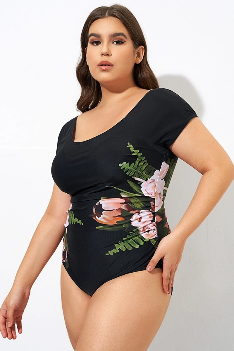 Black Mesh Flower Lady One Piece Swimsuit 6 Black Mesh Flower Lady One Piece Swimsuit - Image 6