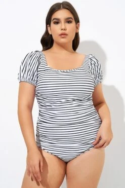 Vertical Stripes Ladder Back One Piece Swimsuit -Bikini Bliss Shop dsc09252