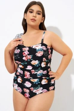 Flower One Shoulder Bow One Piece Swimsuit -Bikini Bliss Shop dsc09305