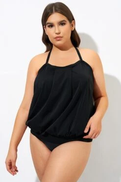 Soild Black Sexy Loose Bandeau Tankini Top -Bikini Bliss Shop dsc09439