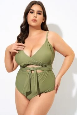 Green Cut Out Wrap One Piece Swimsuit -Bikini Bliss Shop dsc09824