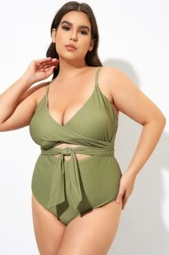 Green Cut Out Wrap One Piece Swimsuit -Bikini Bliss Shop dsc09851