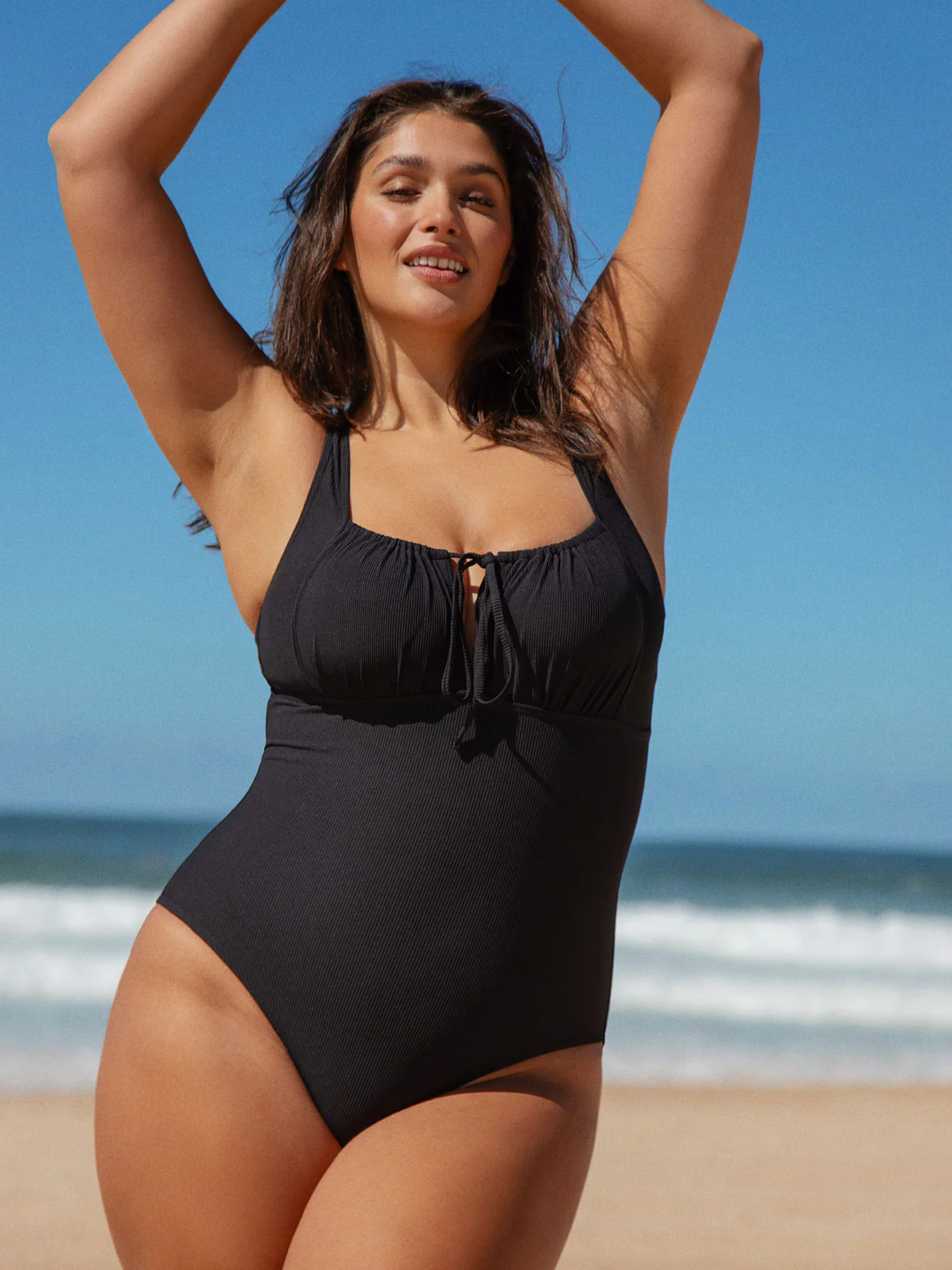 Bikini Bliss Shop -Bikini Bliss Shop black cutout tie plus size one piece swimsuit sustainable plus size one pieces h1h5pd